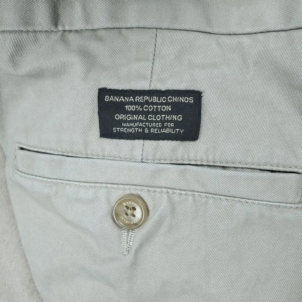 Banana Republic Dawson Pants Men's 33x34 Beige Relaxed Fit 100% Cotton - Picture 5 of 14